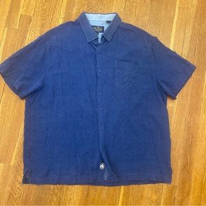 Nat Nast Men’s XL Blue Silk Blend  Geometric Pattern Hawaiian Camp Shirt